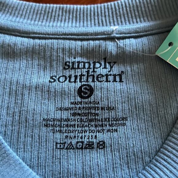 Simply Southern NWT Oversized Blue Knit Tunic Top Woman Size Small Waffle Knit - Picture 5 of 8